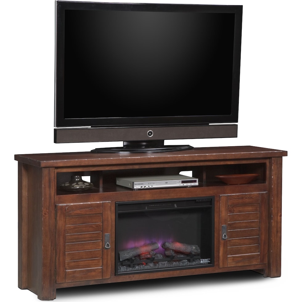 prairie dark brown fireplace tv stand   