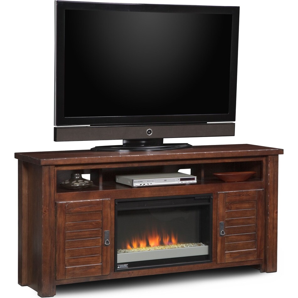 prairie dark brown fireplace tv stand   