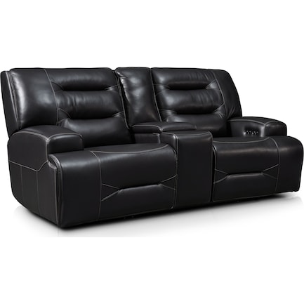 Preston Dual-Power Reclining Loveseat - Black