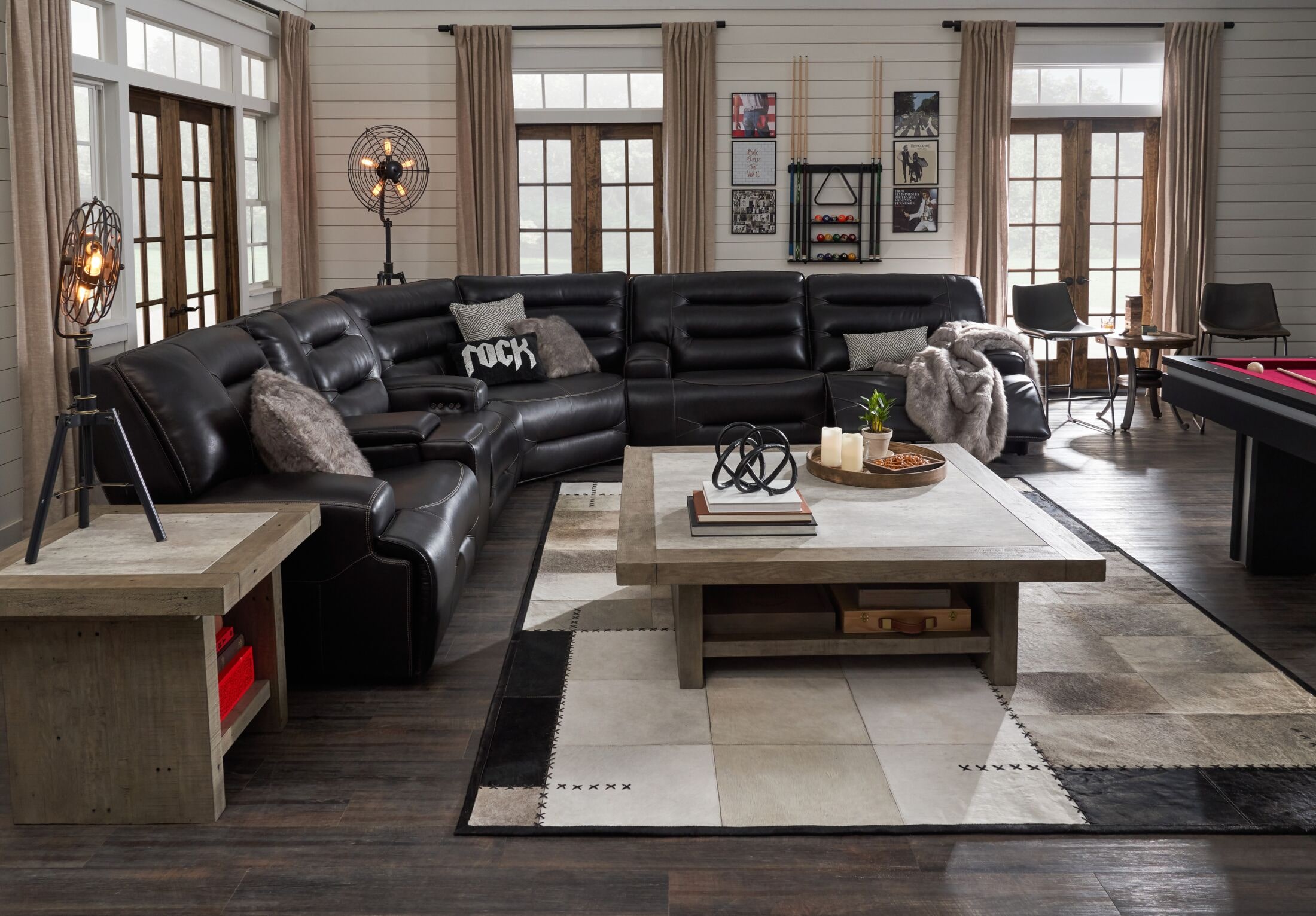 Preston 3 Piece Dual Power Reclining Sectional with 4 Reclining Seats Value City Furniture