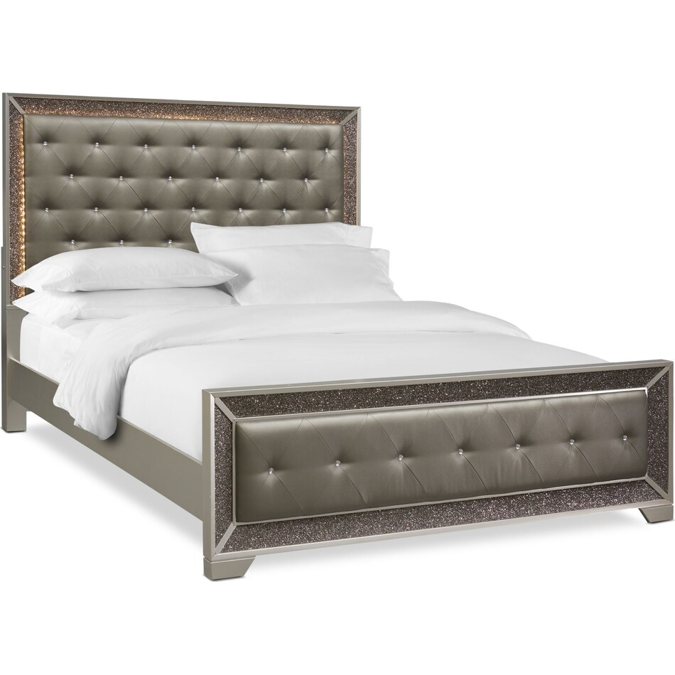 priscilla silver queen upholstered bed   