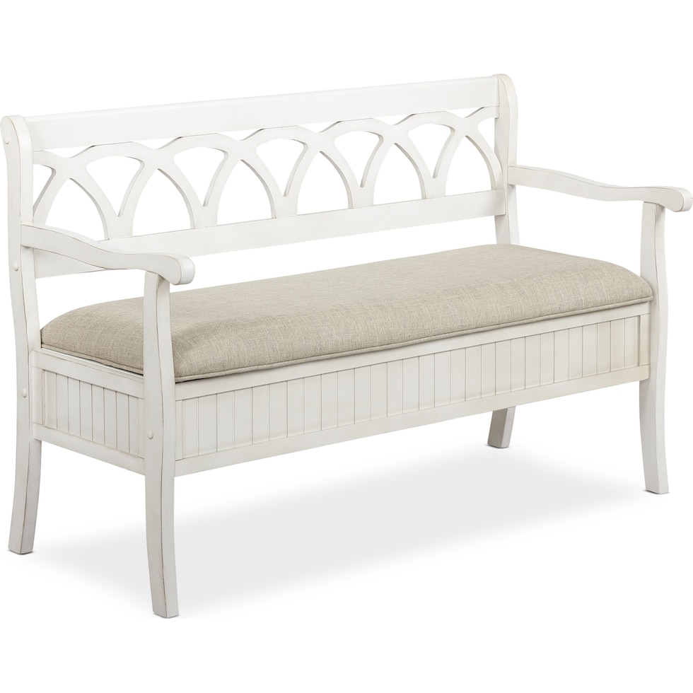 quincy white storage bench   