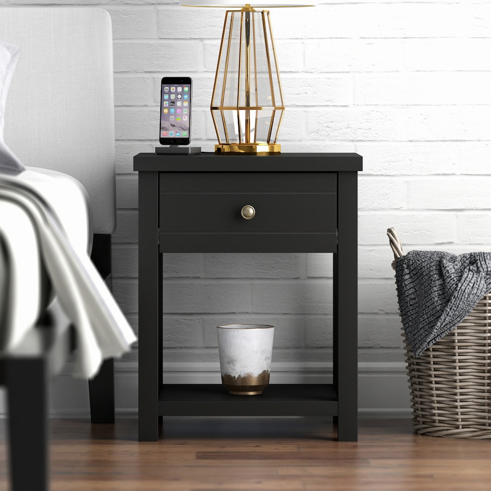 quinn black nightstand   