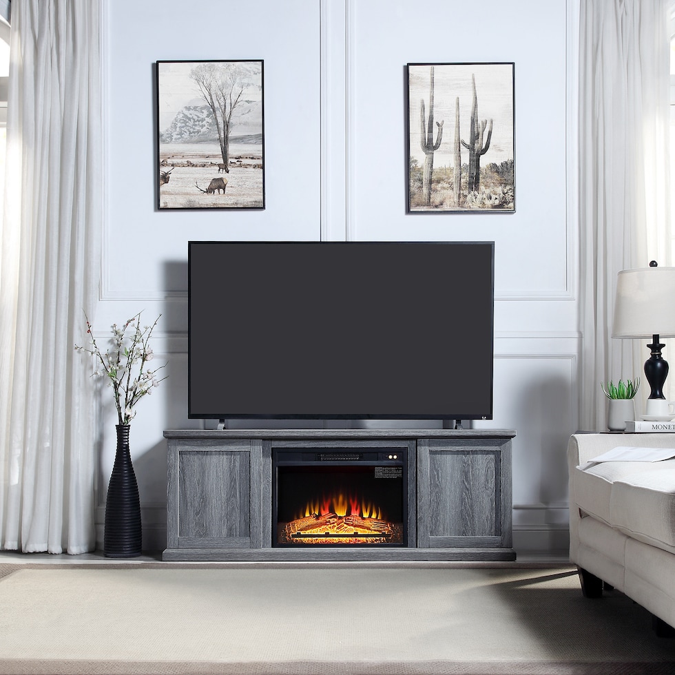 quinta gray fireplace tv stand   