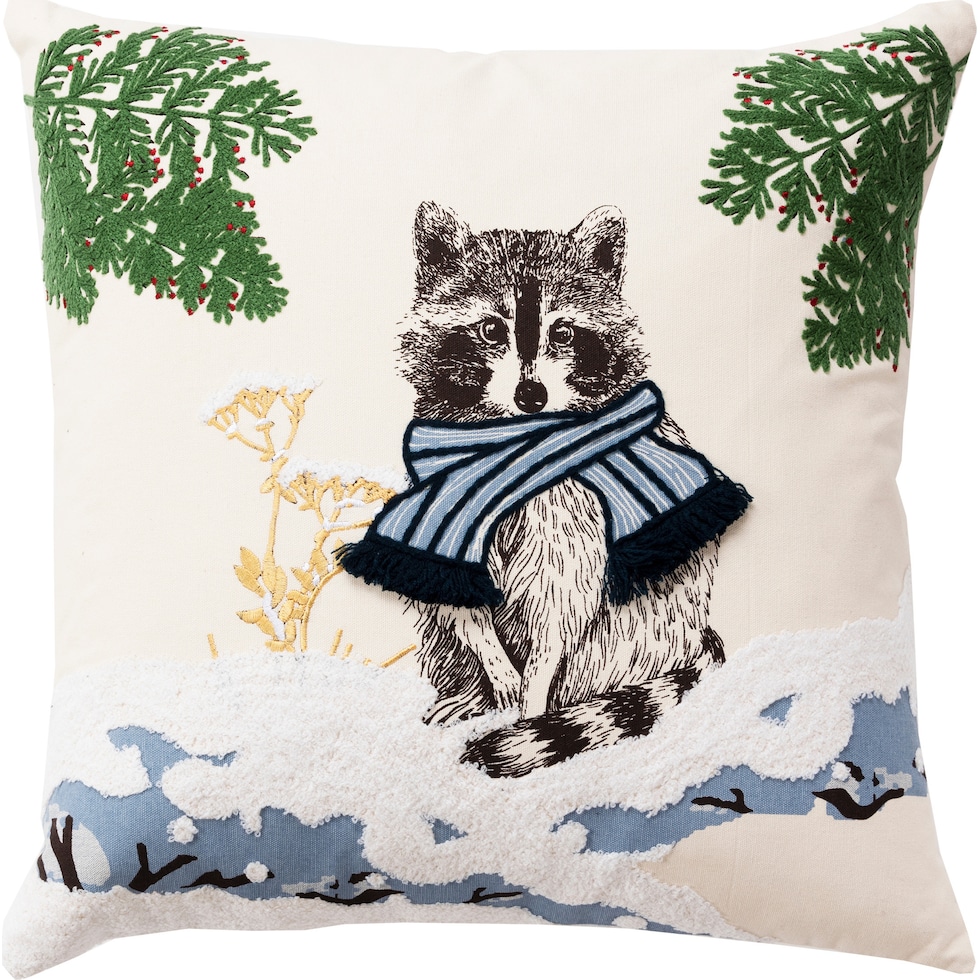 raccoon natural accent pillow   