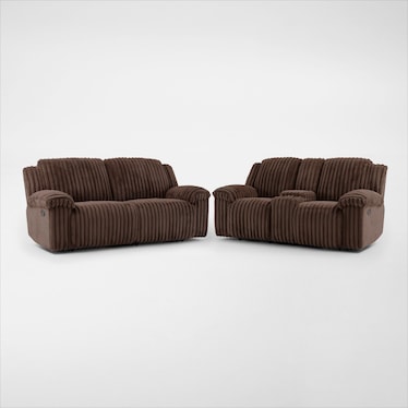 Rafi Manual Reclining Sofa and Loveseat Set