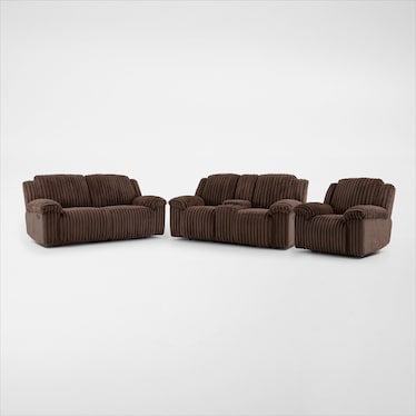 Rafi Manual Reclining Sofa, Loveseat and Recliner Set