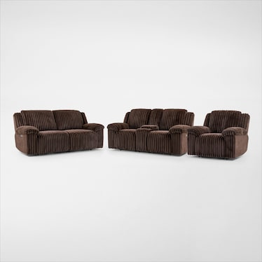 Rafi Dual-Power Reclining Sofa, Loveseat and Recliner Set