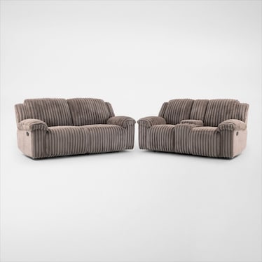 Rafi Manual Reclining Sofa and Loveseat Set