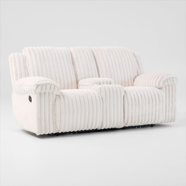 Rafi Manual Reclining Loveseat with Console - White