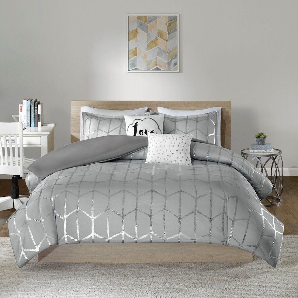 raina gray full queen bedding set   