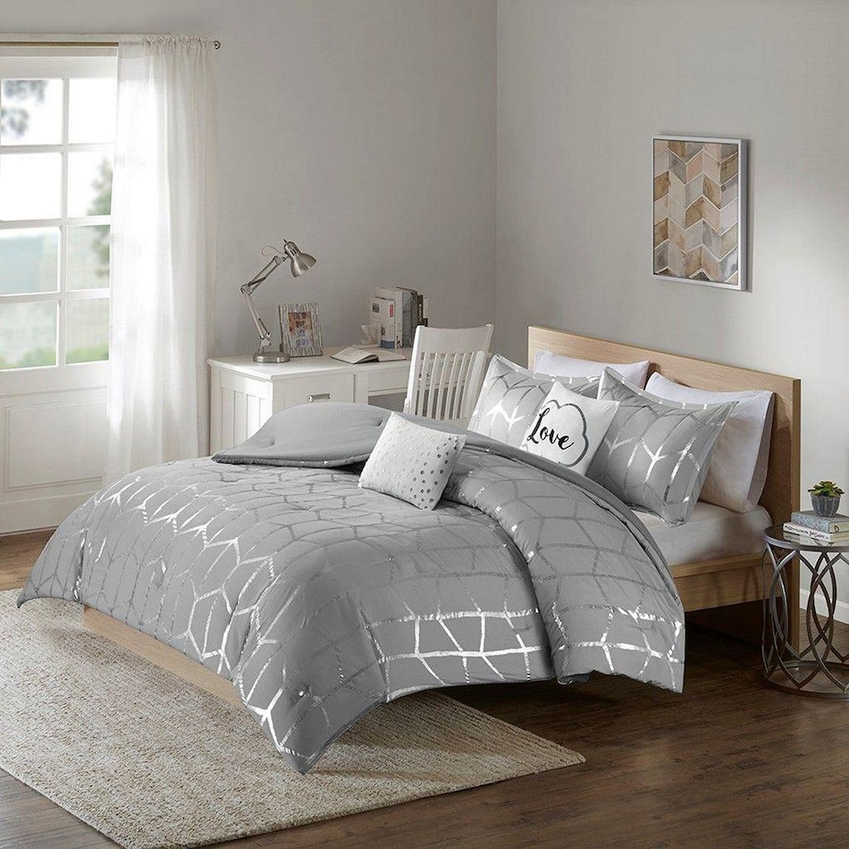 raina silver twin bedding set   