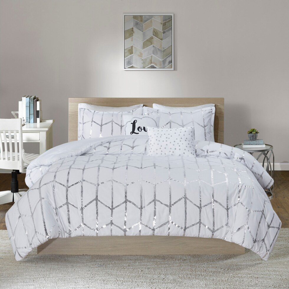 raina white twin bedding set   