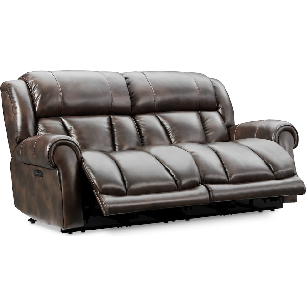 rainier dark brown  pc power reclining sofa   