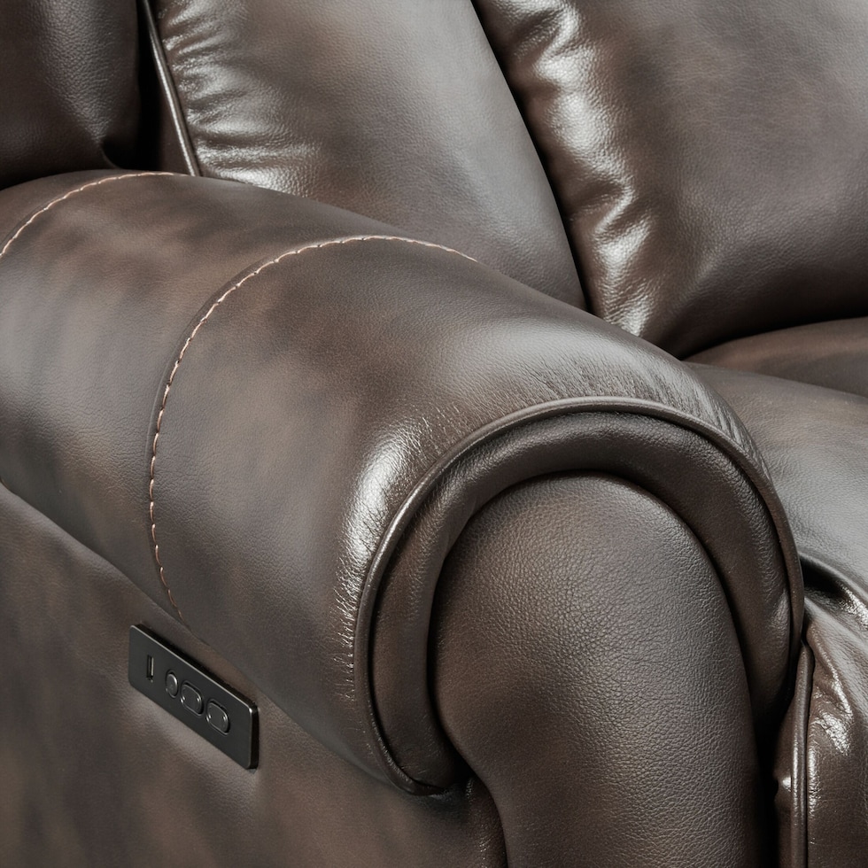 rainier dark brown  pc power reclining sofa   