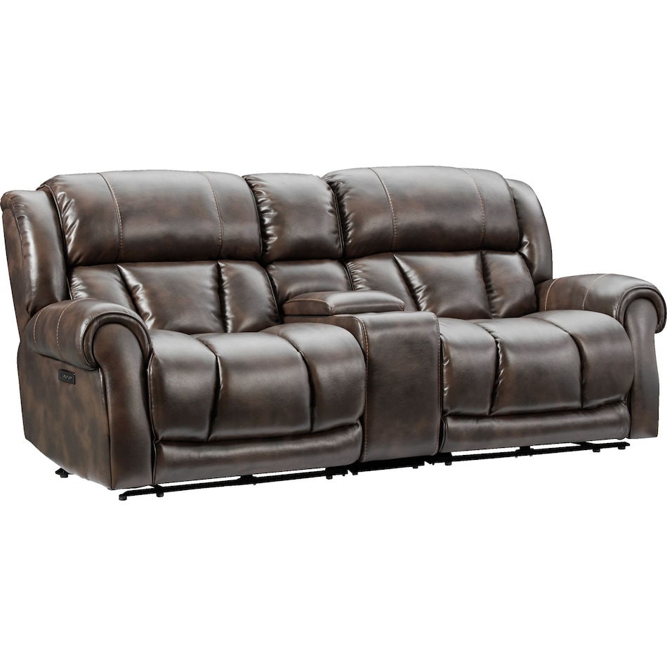 rainier dark brown  pc power reclining sofa   