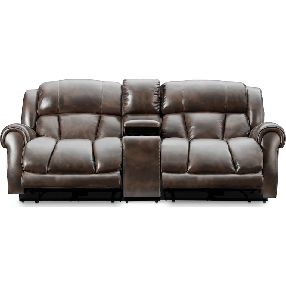 rainier dark brown  pc power reclining sofa   