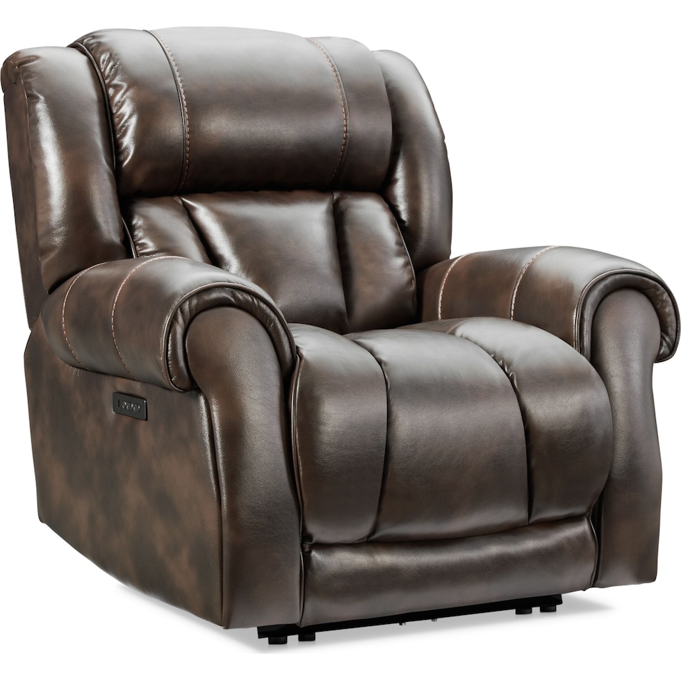 rainier dark brown power recliner   