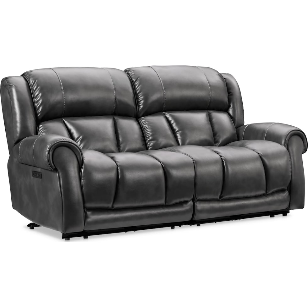 rainier gray  pc power reclining sofa   