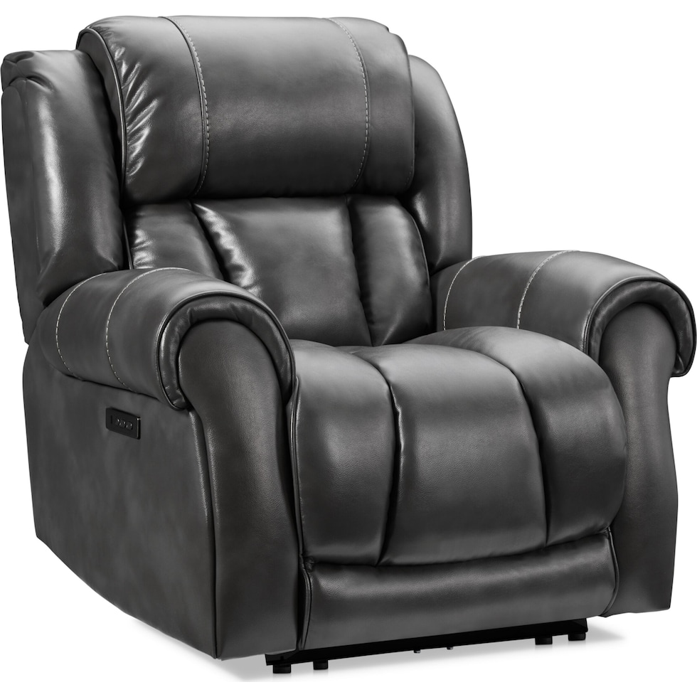 rainier gray power recliner   