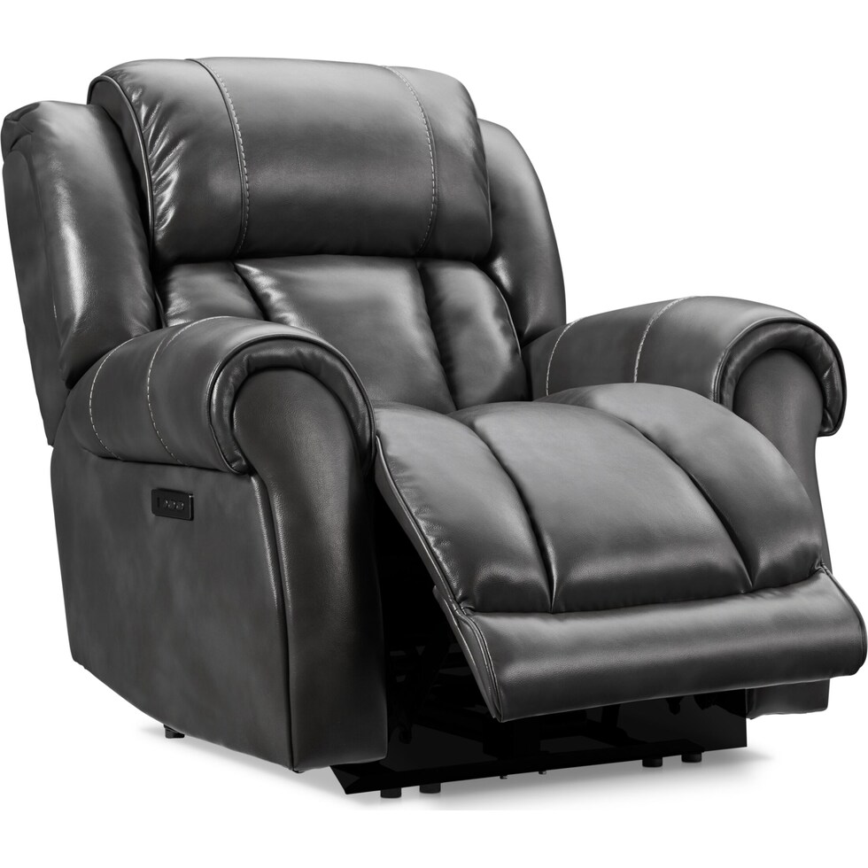 rainier gray power recliner   