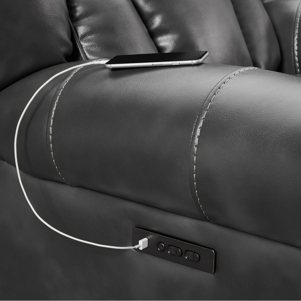 rainier gray power recliner   