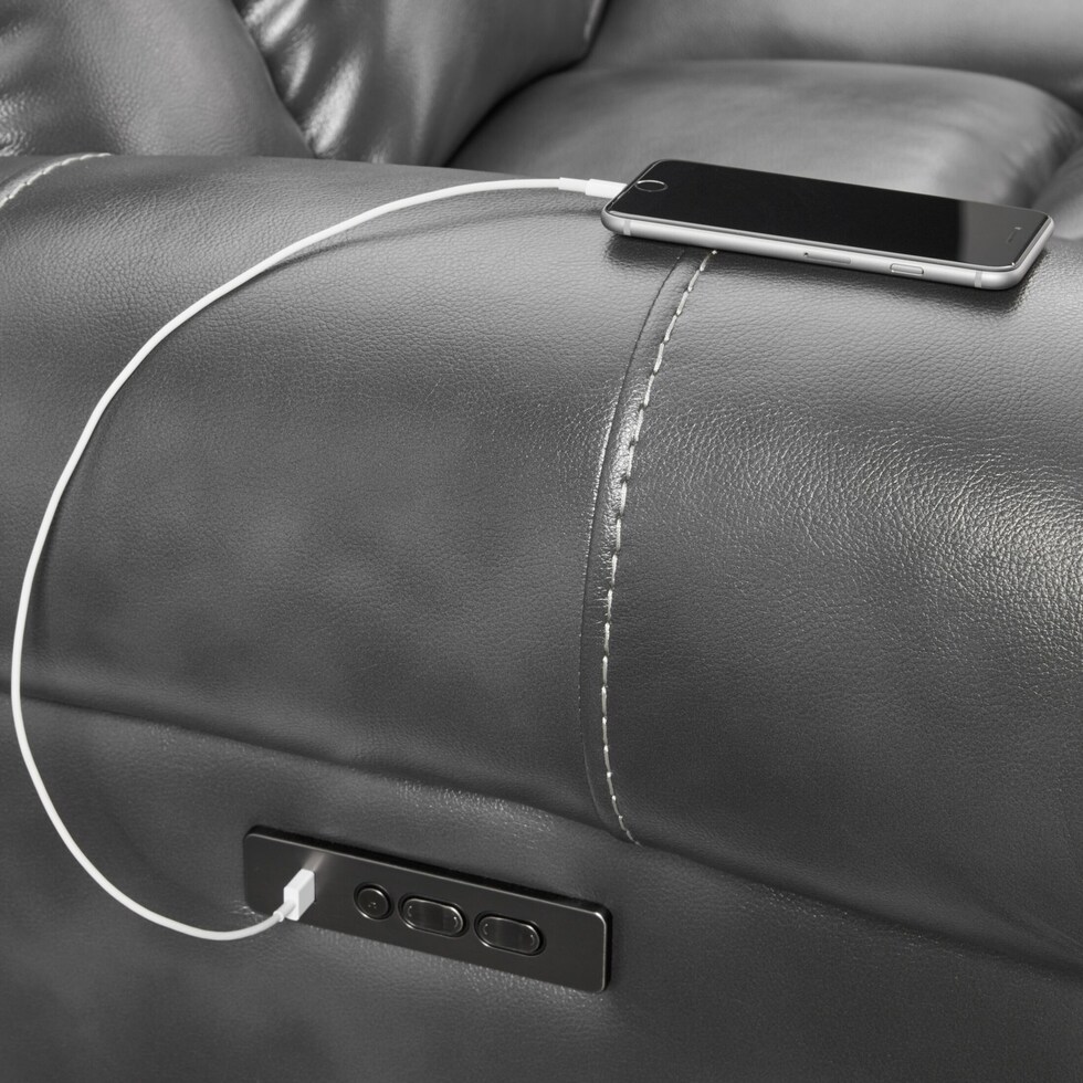 rainier gray power recliner   