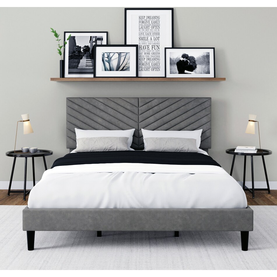 ralph gray queen bed   