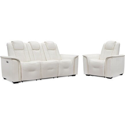 Randy Triple-Power Reclining Sofa and Recliner - White