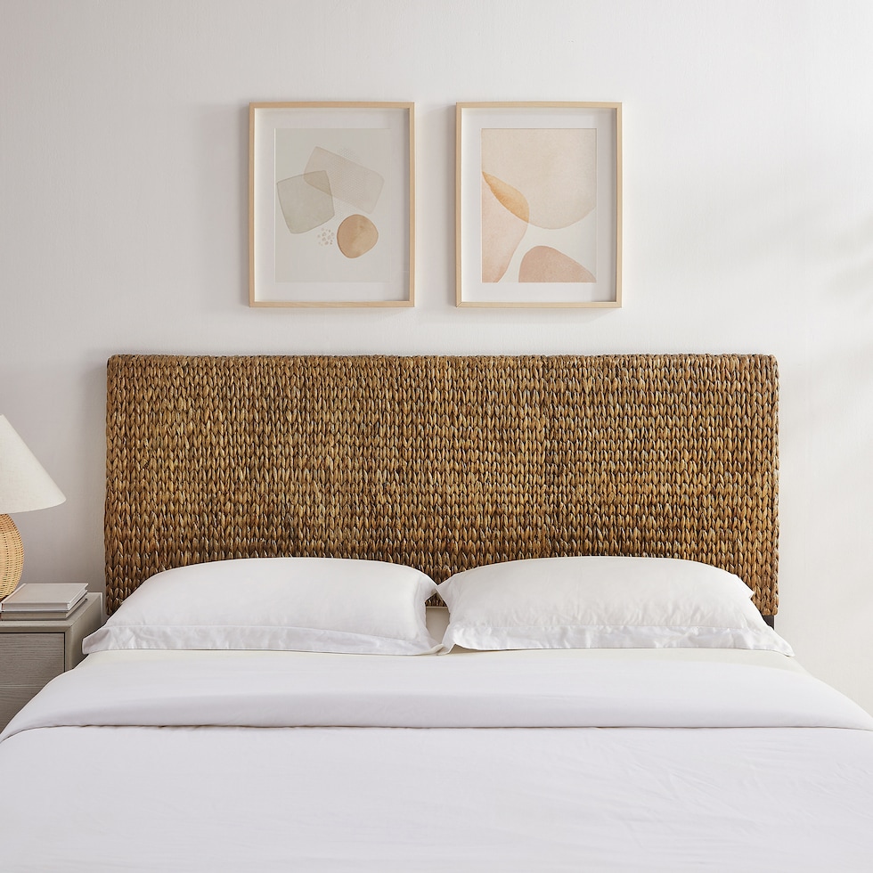 reed light brown queen headboard   