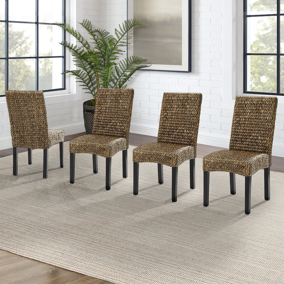 reed seagrass dark brown dining chair   