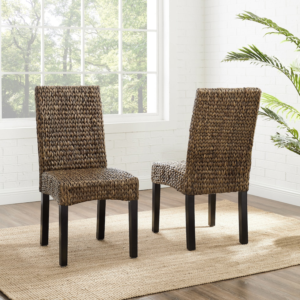 reed seagrass dark brown dining chair   