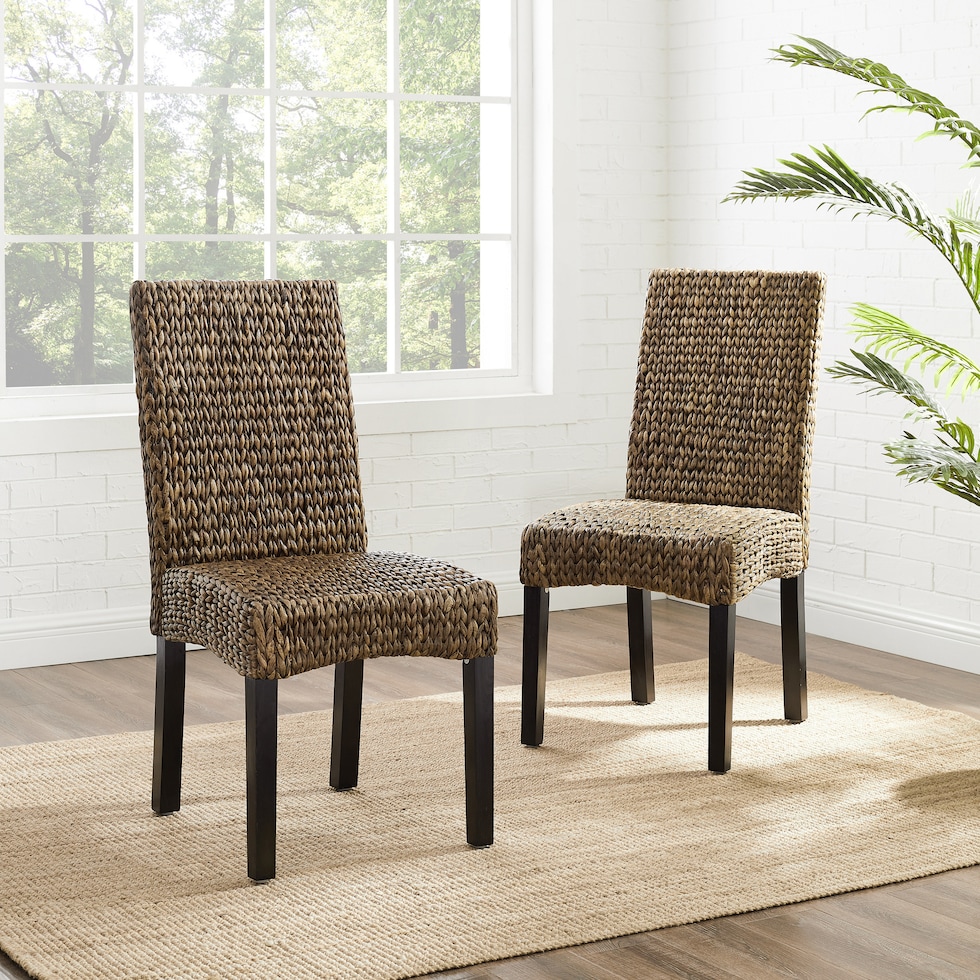 reed seagrass dark brown dining chair   