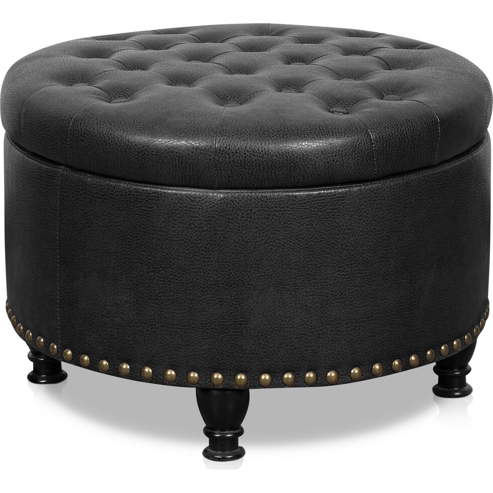 reese black storage ottoman   
