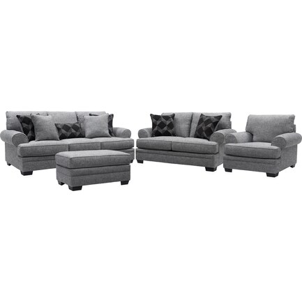 Reese Sofa, Loveseat, Chair and Ottoman - Gray