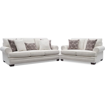 Reese Sofa and Loveseat Set - Ivory