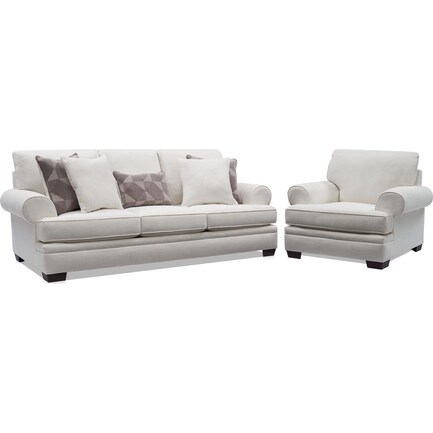 Reese Sofa and Chair Set - Ivory