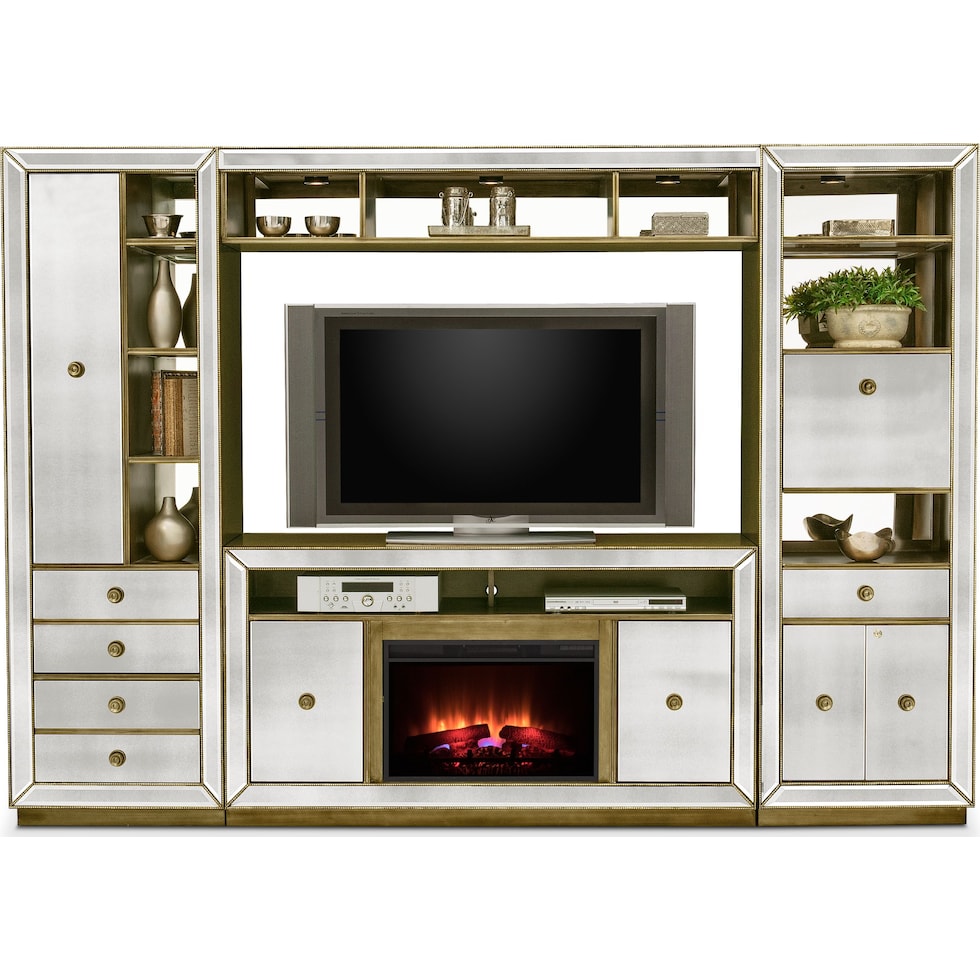 reflection entertainment mirrored entertainment wall unit   