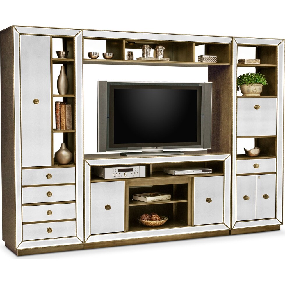 reflection entertainment mirrored entertainment wall unit   