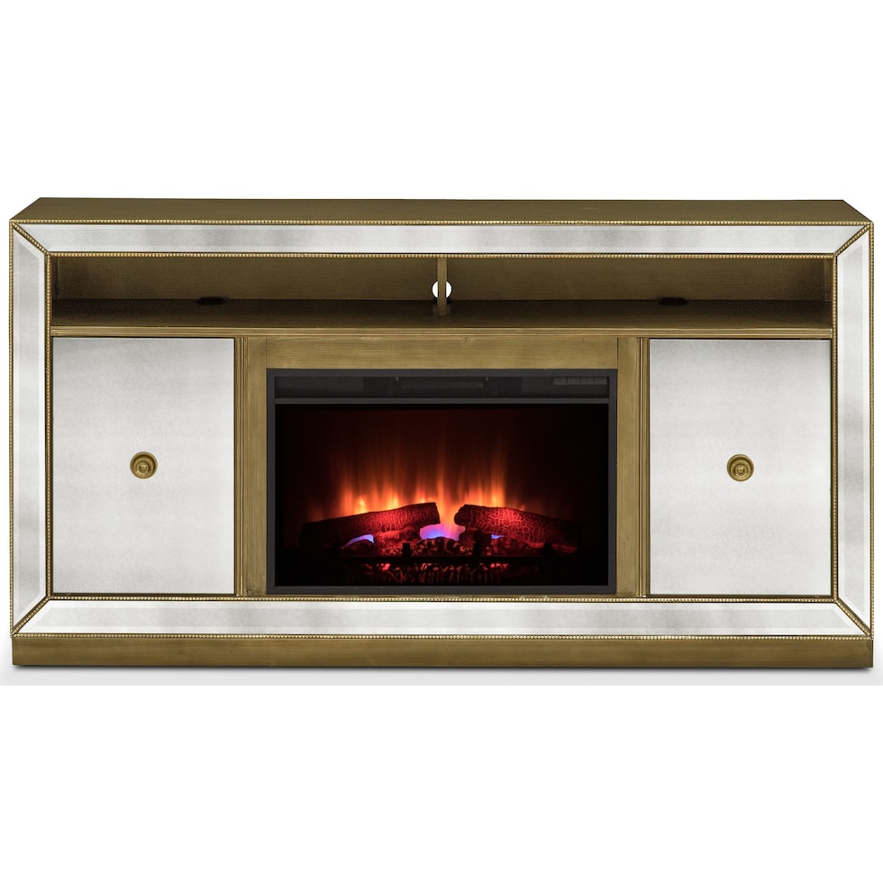 reflection entertainment mirrored fireplace tv stand   