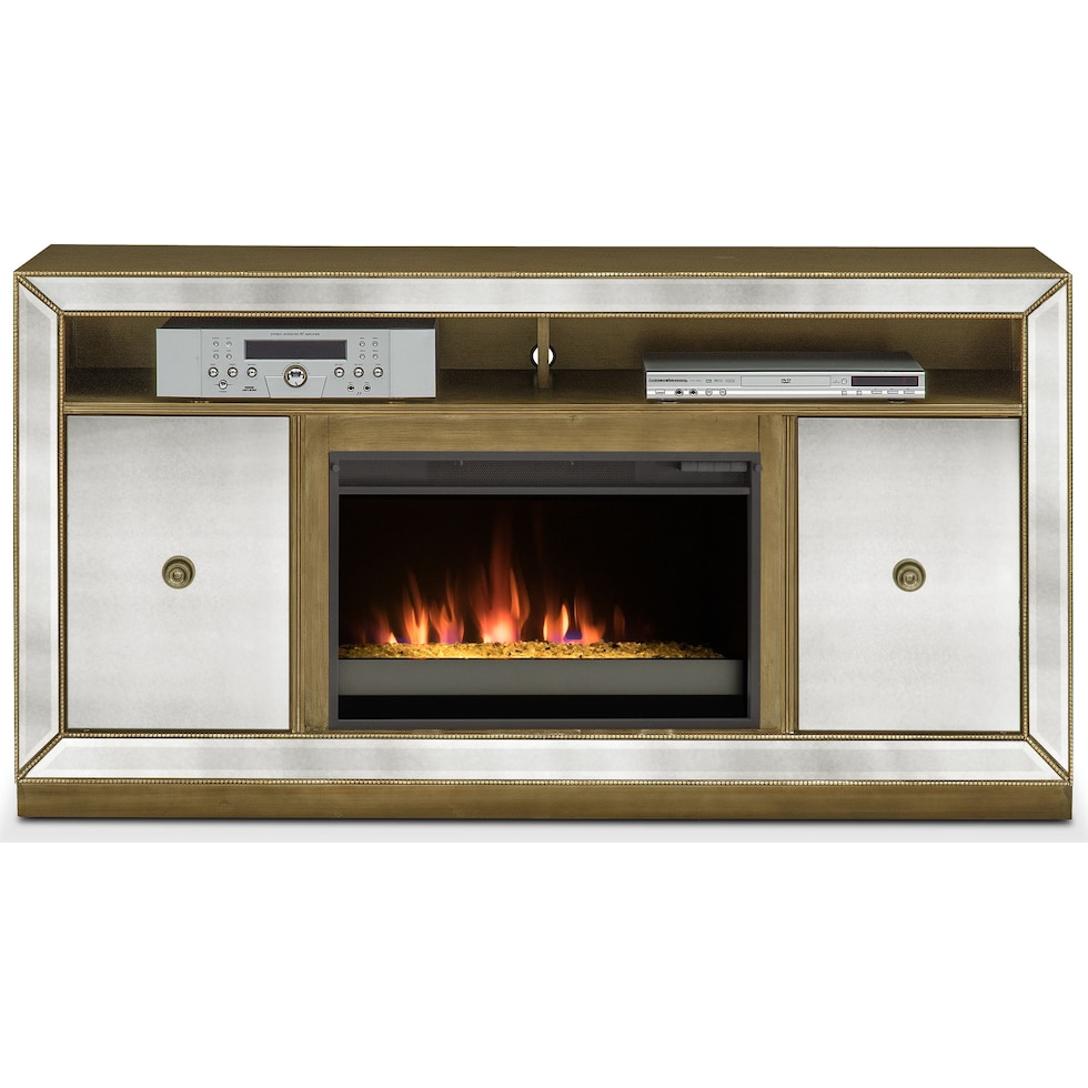 reflection entertainment silver fireplace tv stand   