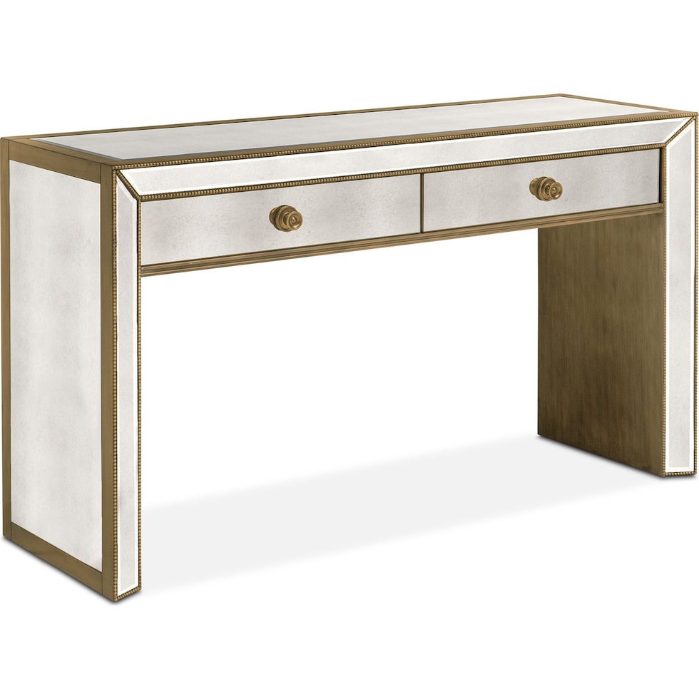 reflection antiqued mirror console table   