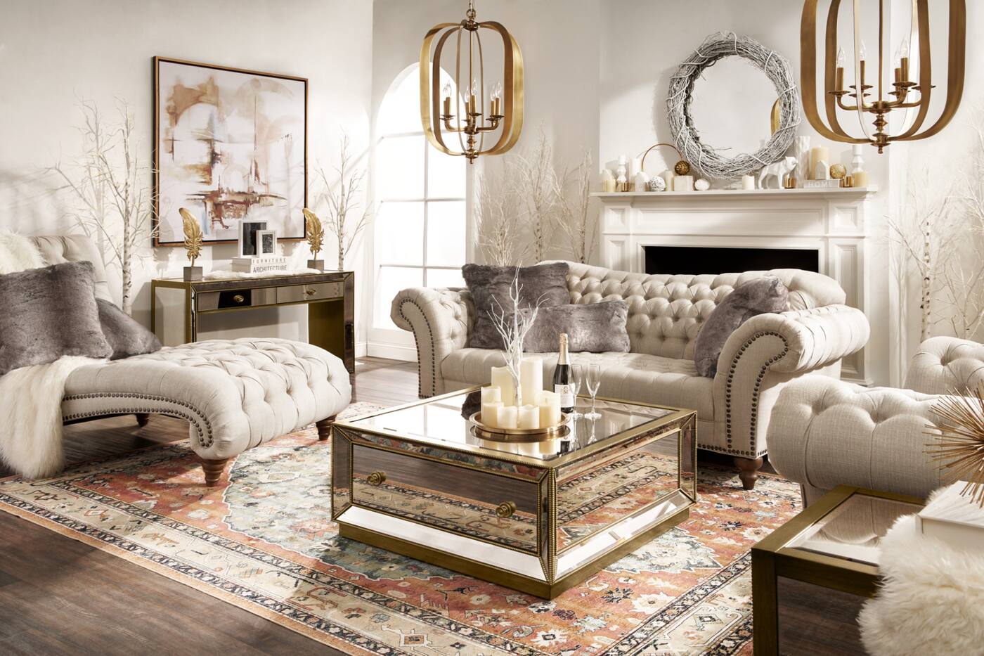 reflection antiqued mirror console table   