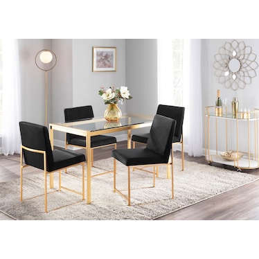 Reine Set of 2 Velvet Dining Chairs - Gold/Black