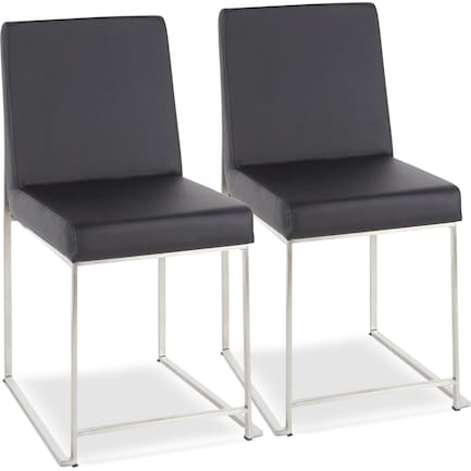 Reine Set of 2 Faux Leather Dining Chairs - Steel/Black