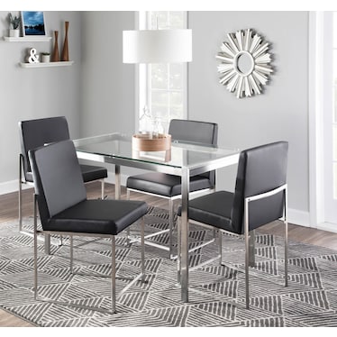Reine Set of 2 Vegan Leather Dining Chairs - Steel/Black
