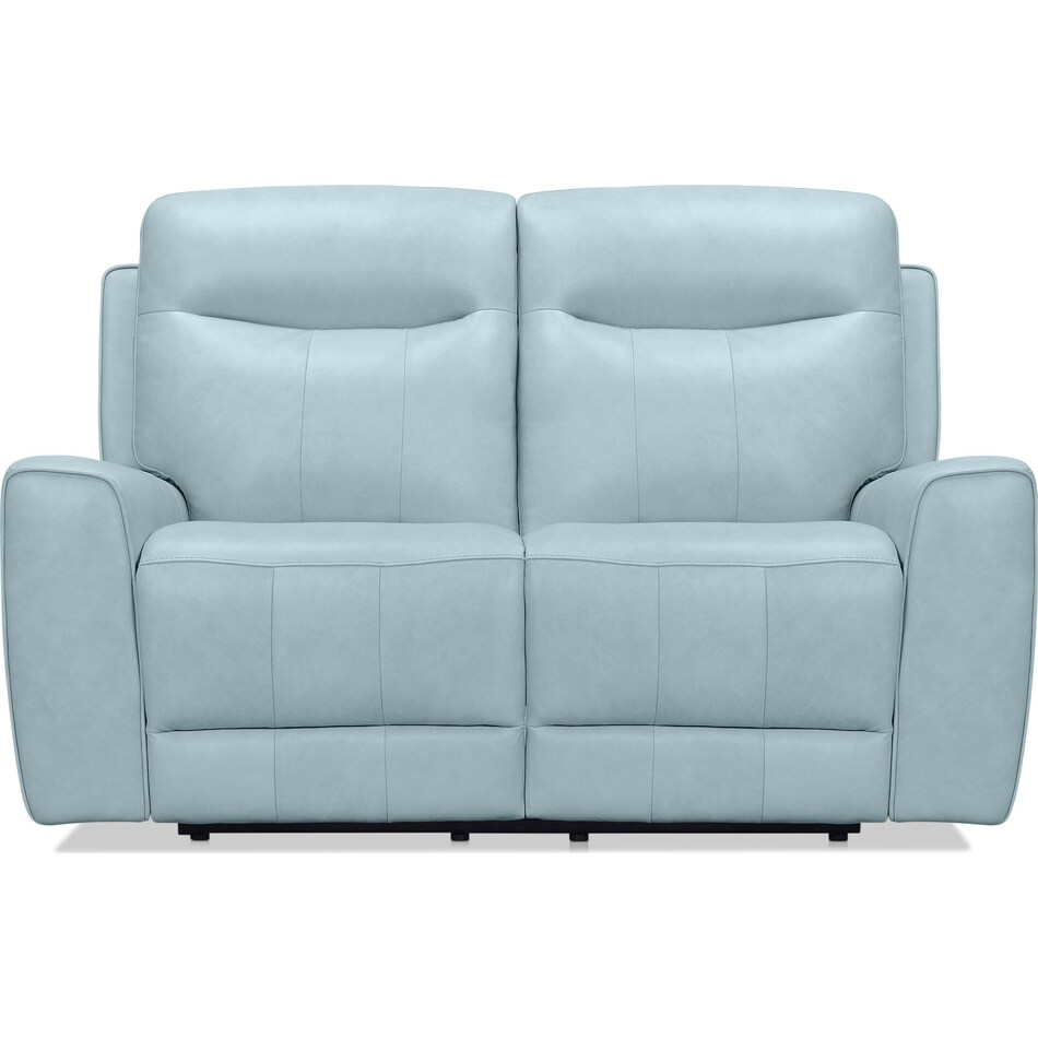 Remi DualPower Reclining Loveseat Sky Blue Value City Furniture