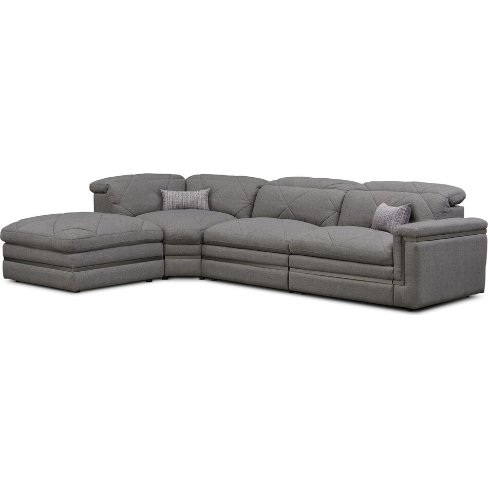 revel gray  pc power reclining sectional   