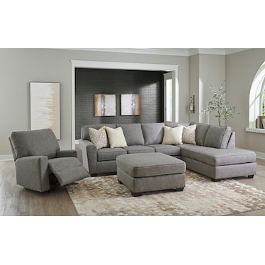 Broyhill Reydell Sectional and Recliner - Charcoal