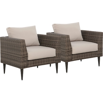 Reyes Set of 2 Armchairs - Gray